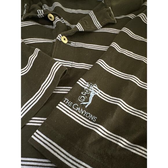 Polo Ralph Lauren Golf Mens size Medium Striped Short Sleeve Polo Shirt Blue - Picture 8 of 9